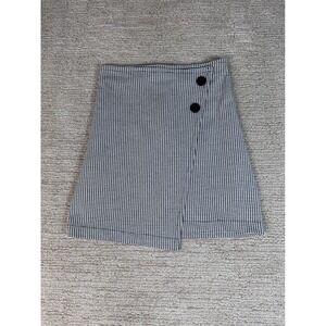 Mundo Lolita Houndstooth Mini Skirt Black White Faux Wrap Button MLI20106